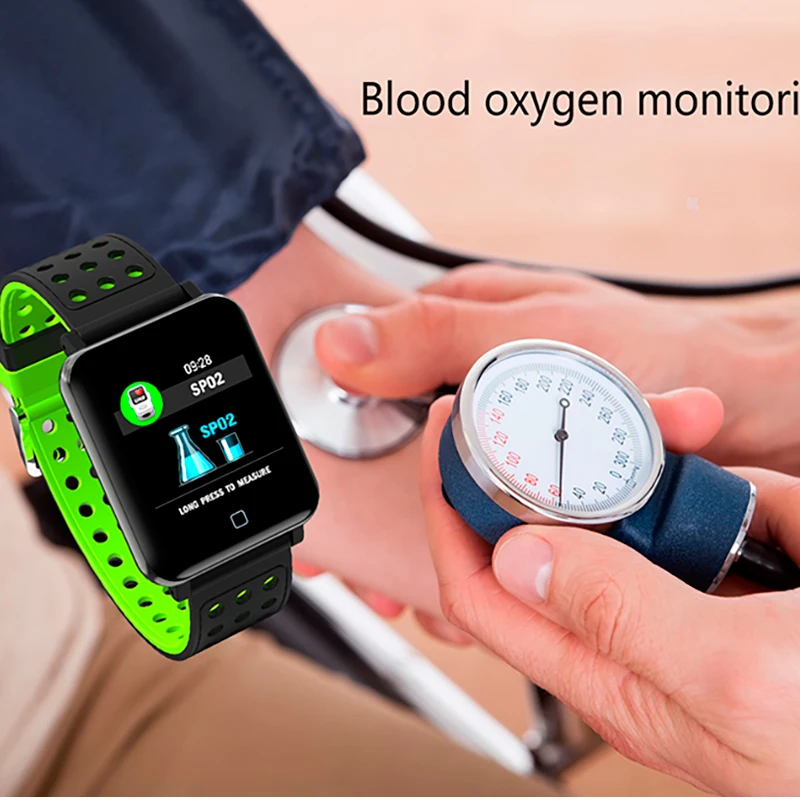 Smart Watch Color Screen IP67 Waterproof Heart Rate Blood Pressure Monitor Replaceable Bracelet Fitness Exercise Sports Bracele