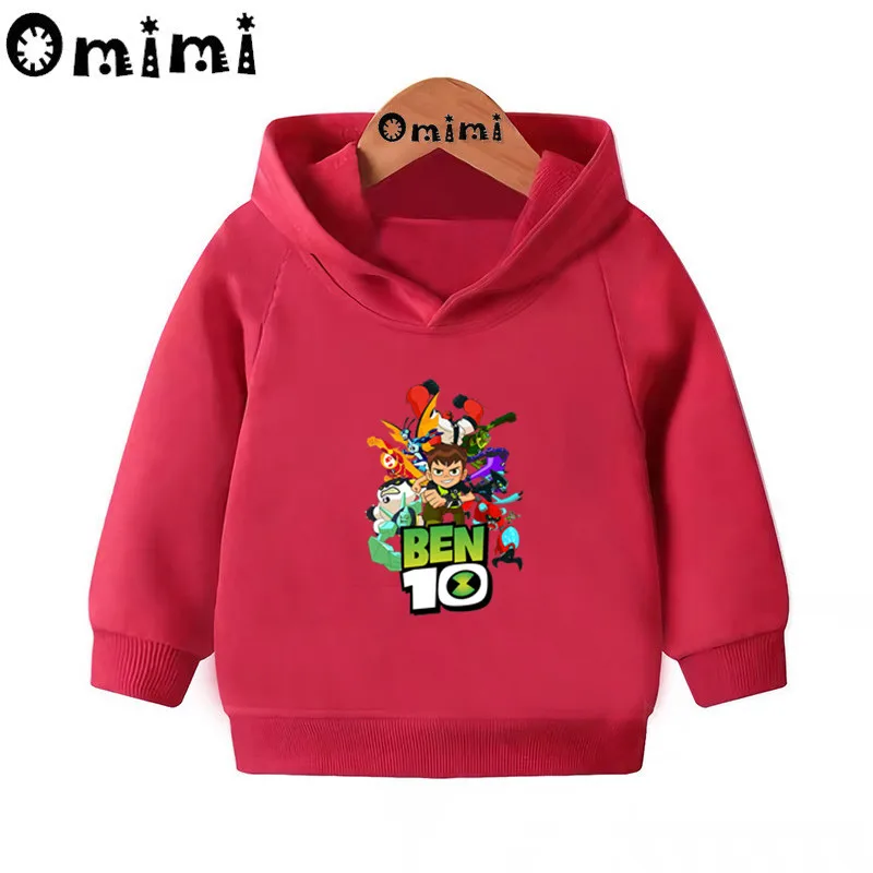 Толстовки с героями мультфильмов «Omnitrix Ben 10»; детские толстовки с капюшоном; крутой пуловер для малышей; топы для девочек и мальчиков; осенняя одежда; KMT5328 - Цвет: Red-5328A