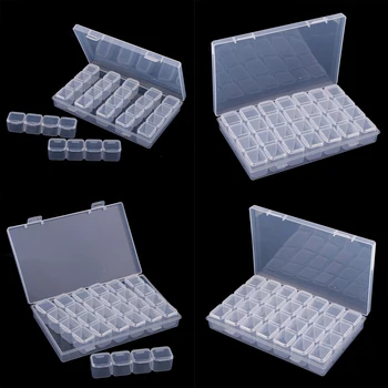 

4 Packs 28 Slots Transparent Clear Storage Box with Caps Lid Design Clear Containers Round Plastic Organizer Case