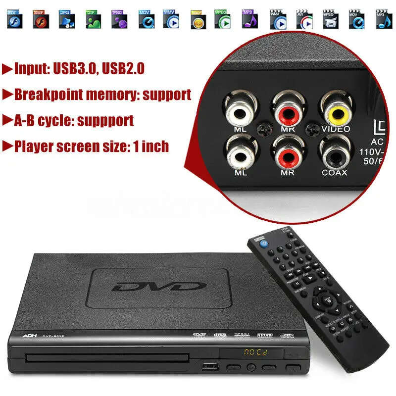 110 V-240 V USB Портативный несколько DVD плеер ADH DVD проигрыватель компакт-дисков/SVCD/VCD/проигрыватель дисков домашнего кинотеатра Системы с пультом дистанционного управления Управление штепсельная вилка европейского стандарта