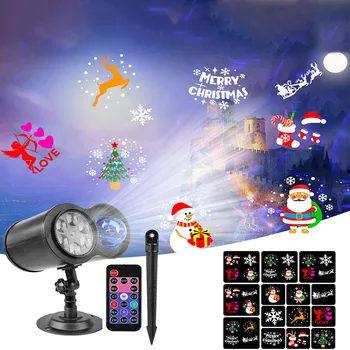 

40# Christmas Parties Led Projector Water Wave Pattern Landscape Lamp Remote Control Projection Lamp On Walls Ceiling Courtyards