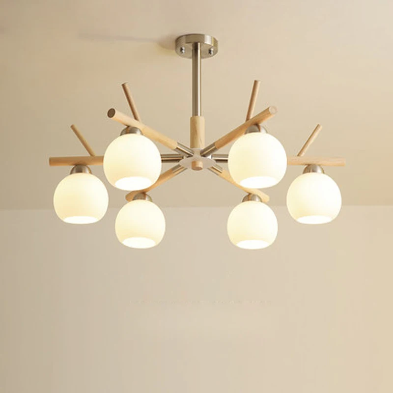 

led Nordic lamps modern minimalist creative personality wood art Japanese tatami restaurant bedroom study living room chandelier