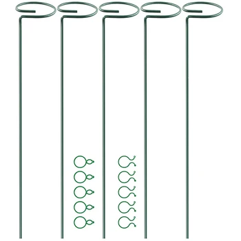 

5 Packs of 18 Inch Garden Single Stem Support Pile Plant Cage Support Rings, Containing 10 Rings, 45 cm Long