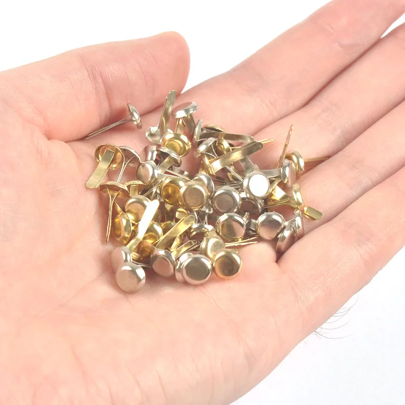 Description Picture 4 of item100pcs Silver Golden Mixed Round Metal Brads For Scrapbooking Embellishment Fastener Brads DIY Crafts Handmade Decoration c2257