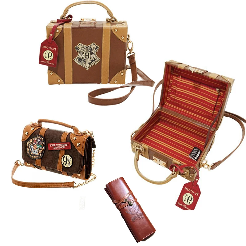 

Hogwarts Bag Hogwarts PU School Badge Small Suitcase Potter Hermione Shoulder Bag Handbags Wallet Pencilcase Christmas Gifts