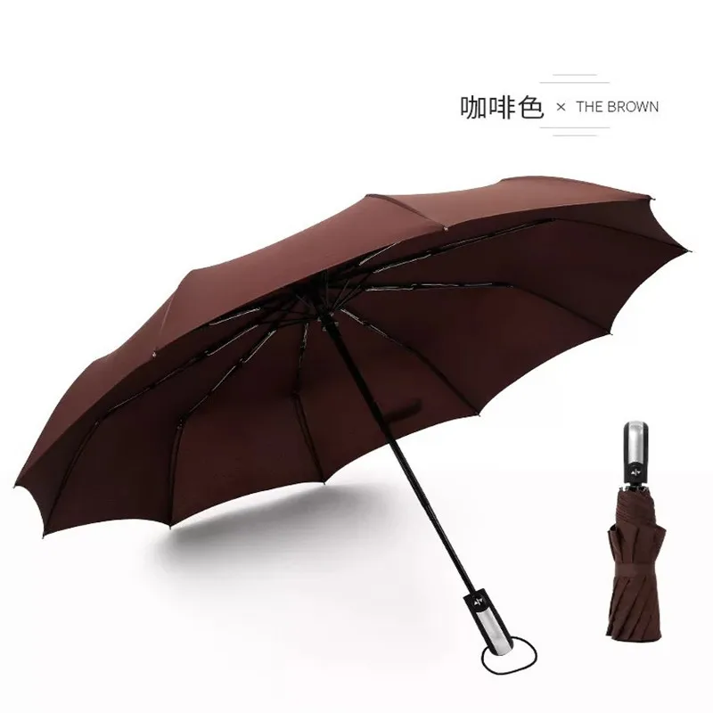 5 цветов модный Ветрозащитный складной автоматический зонт Открытый Портативный унисекс роскошный большой анти-УФ водонепроницаемый Зонты - Цвет: Brown