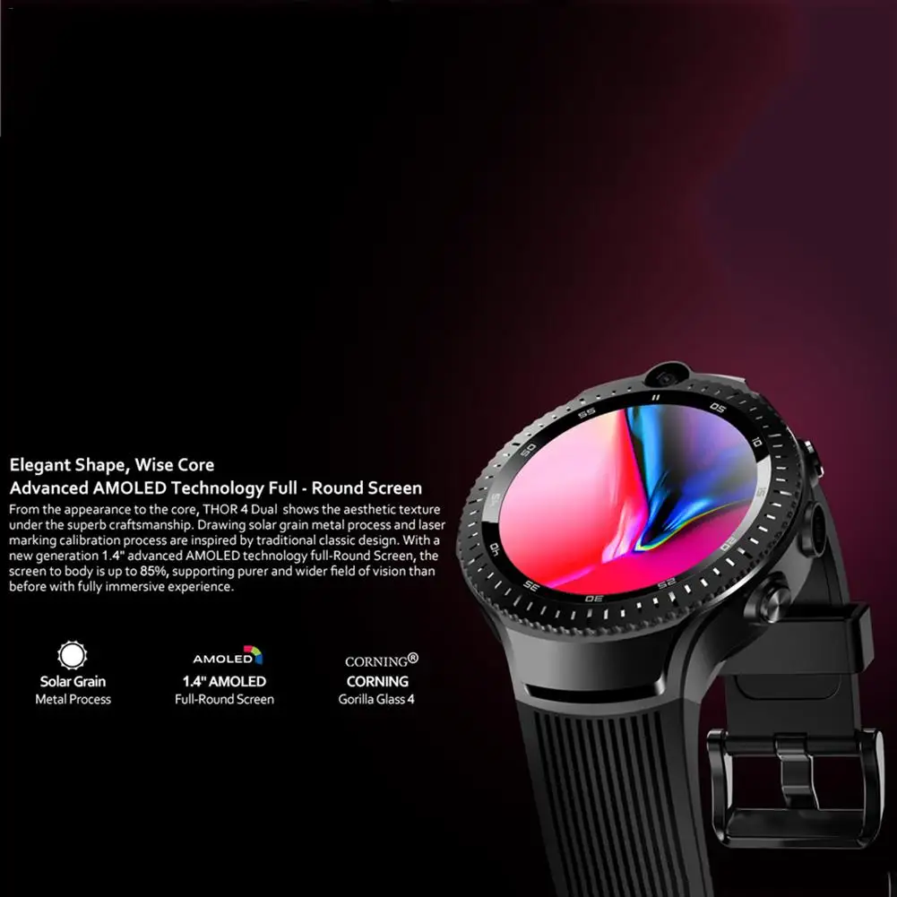 Zeblaze Thor 4 Dual Smart Watch 4G LTE Android quad core 1 Гб+ 16 Гб Двойная камера 1," AOMLED gps/GLONASS WiFi сердечный ритм SmartWatch