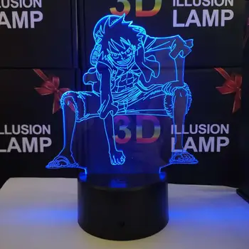 

One Piece Luffy 3D LED Night Light Anime Cartoon Desk Table Lamp USB 7 Colors Home Bedroom Decor Gift for Boy Children