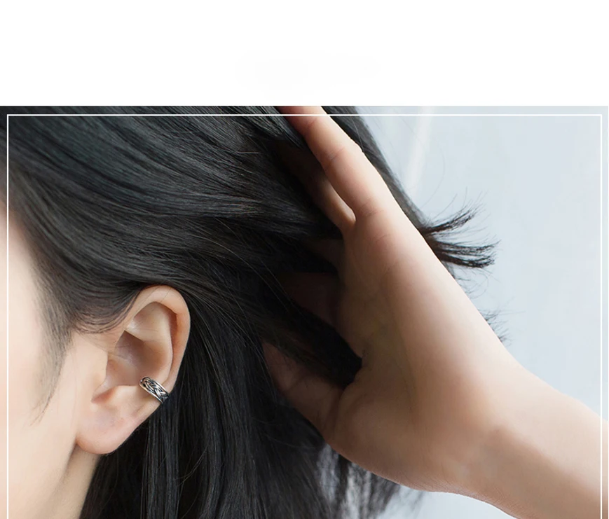 Knitted Antique Silver Ear Cuff for Women 925 Sterling Silver Clip on Earrings without Piercing Earcuff Zilver No Hole Earring (3)