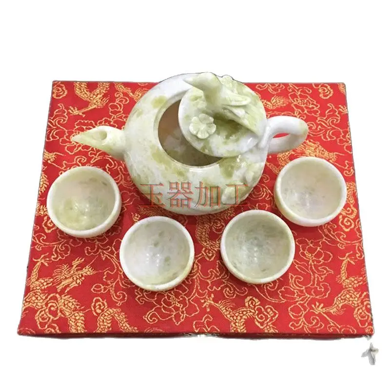 

China Handmade Jade Carving Natural Jade Kungfu Teapots And Bowls In China A Set