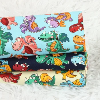 

110x45cm Thick cotton Fabric Cartoon Dinosaur Printed fabric by the Yard, handmade DIY Sewing Patchwork mouth gold package cloth
