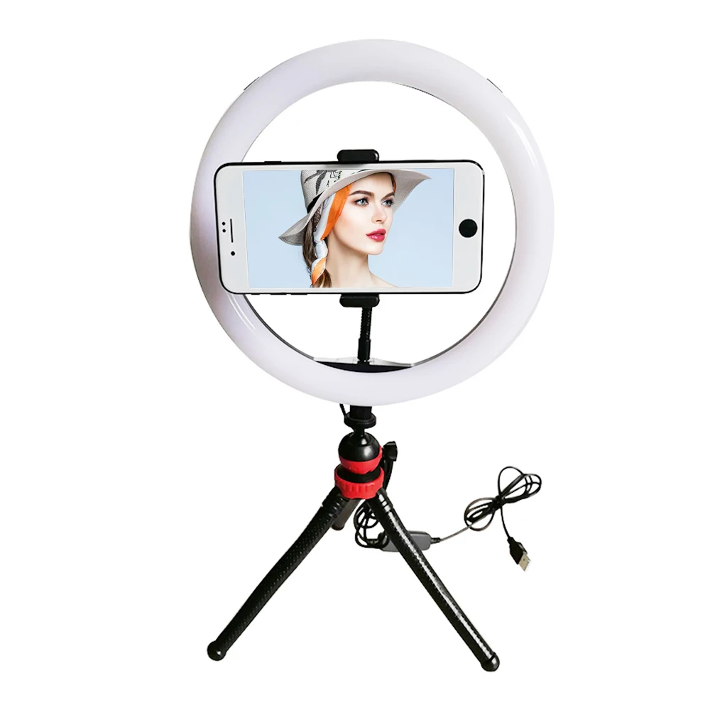 

USB charge LED Selfie Ring Light for Iphone Supplementary Lighting Selfie Enhancing Fill Light For Phones 10" Photography LED