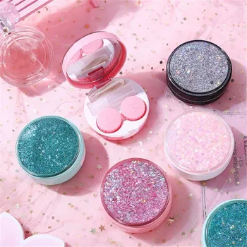 

Quicksand Girl Style Simple Myopia Contact Lens Case Portable Double Box Clip Suction Rod Care Box Cute Contact Lens Case