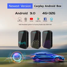 4 + 32G Android 9,0 Wireless Carplay ai box unterstützung Spiegel Link Stecker und Spielen Für universal autos mit carplay