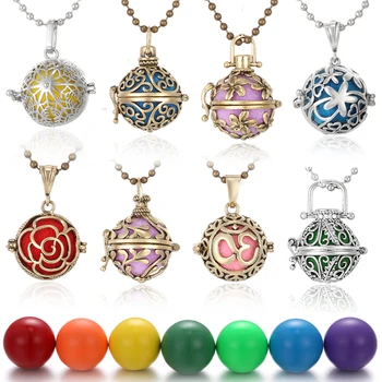 

Mexico Chime Music Angel Ball Caller Locket Necklace Vintage Pregnancy Necklace for Aromatherapy Essential Oil Pregnant Women