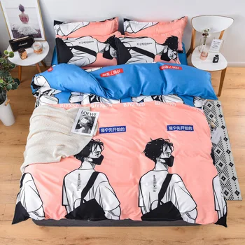 

Nordic style bedding set for kids children cartoon kawaii duvet cover pillowcase bed sheet sets queen king single size