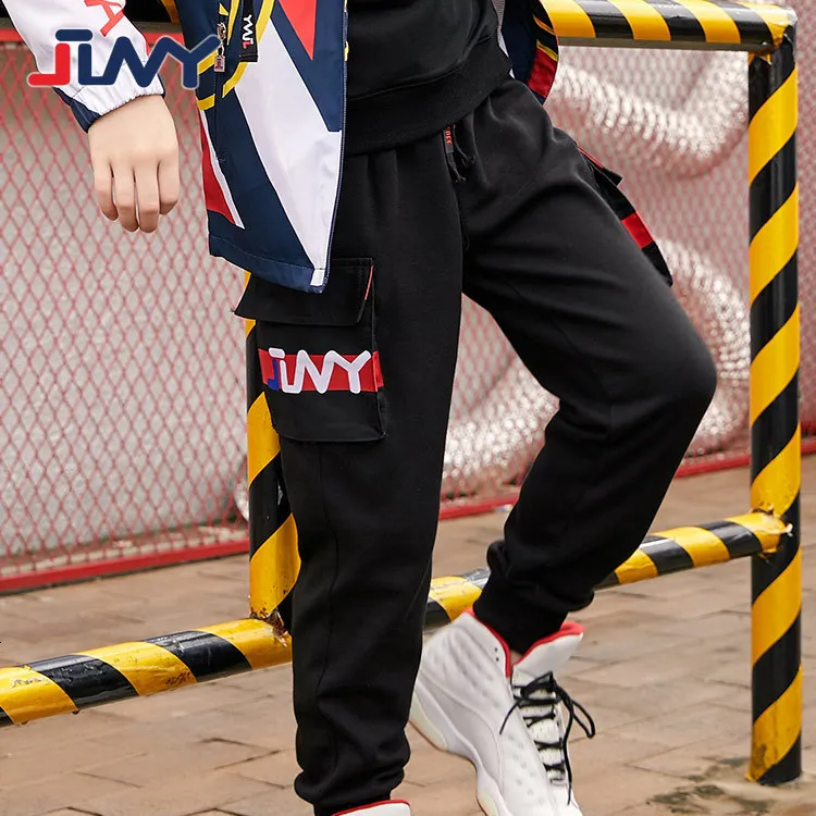 

Brand Children's Trousers 2019 Cotton Knitting Teenager Boys Pants Sweatpants Black Letters Sports Pants 6-14 Years