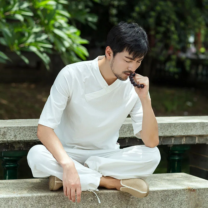 Uniforme Kung Fu одежда для ушу Китайская традиционная мужская одежда форма для Кунг Фу мужской короткий рукав тайчи Йога тренировки одежда