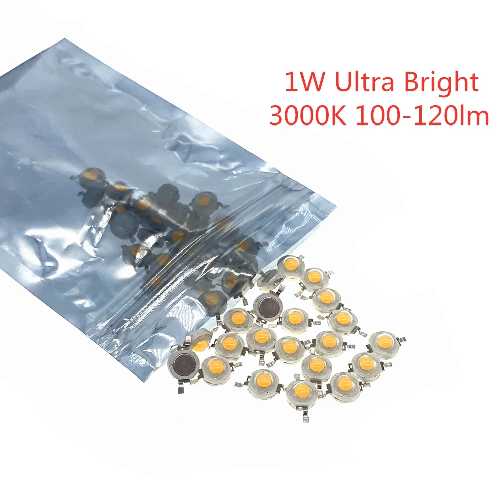 20Pcs Led Ad Alta Potenza Diodi 1W Bianco Ultra Luminoso 3000K 100-120Lm Luminosità 1Watt Led Diodo Diodo Bianco Caldo Perline Perle Di Luce