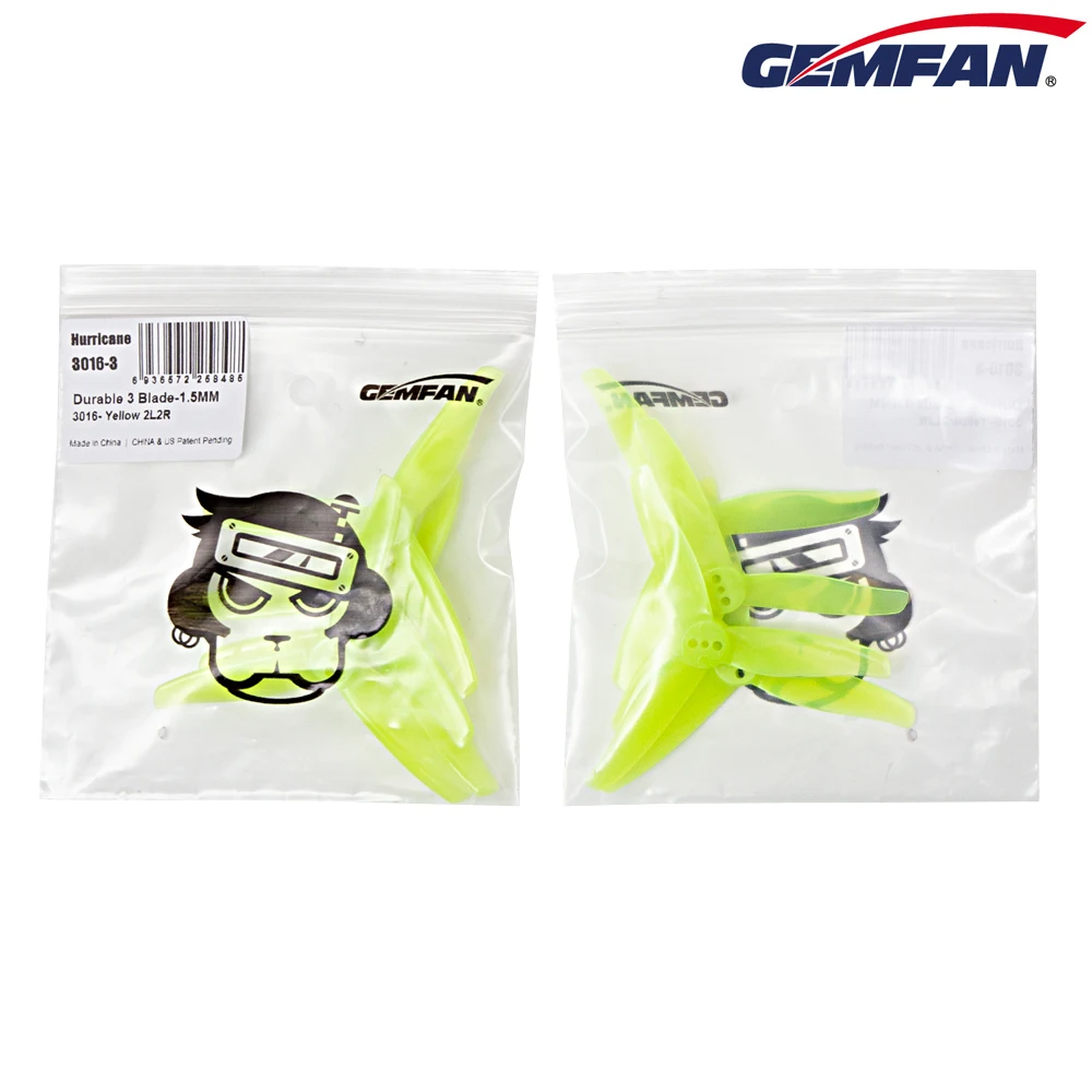 Gemfan Hurrikan 3016 3 zoll Zahnstocher 3X 1,6 X3 3-Klinge PC Propeller 1,5mm 2mm Loch für RC FPV Racing Drone 1303 5000KV Motor – Detail 9