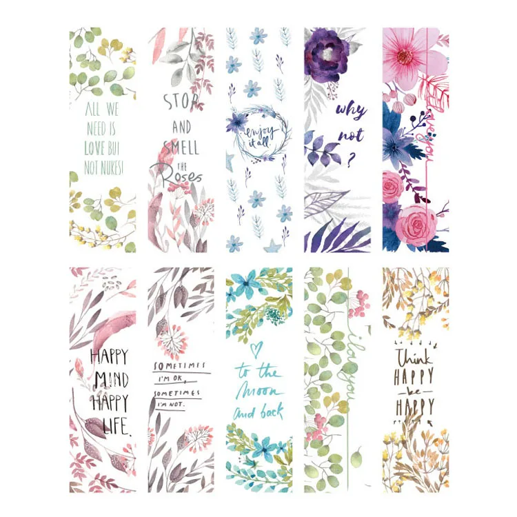 30 pcs/set Beautiful Flowers Bookmarks Message Cards Book Notes Paper Page Holder for Books School Office Supplies Stationery