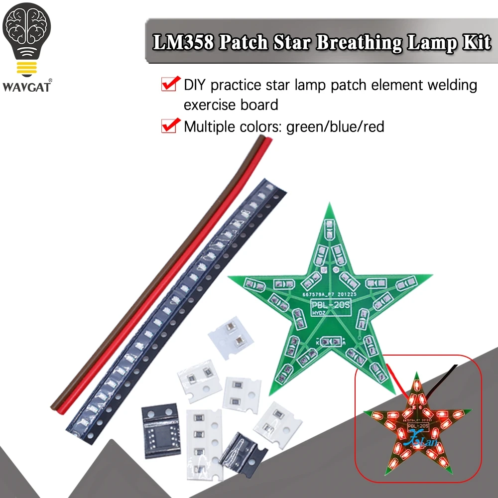  Students training DIY Kit Five-Pointed Star Breathing Light Gradient LED Light for Christmas Soldering Training Red Green Blue 