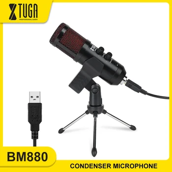 

XTUGA USB Condenser Microphone USB Podcast Microphone Built-In Monitor and Echo Effect for Vlog, YouTube Live Streaming, Gaming