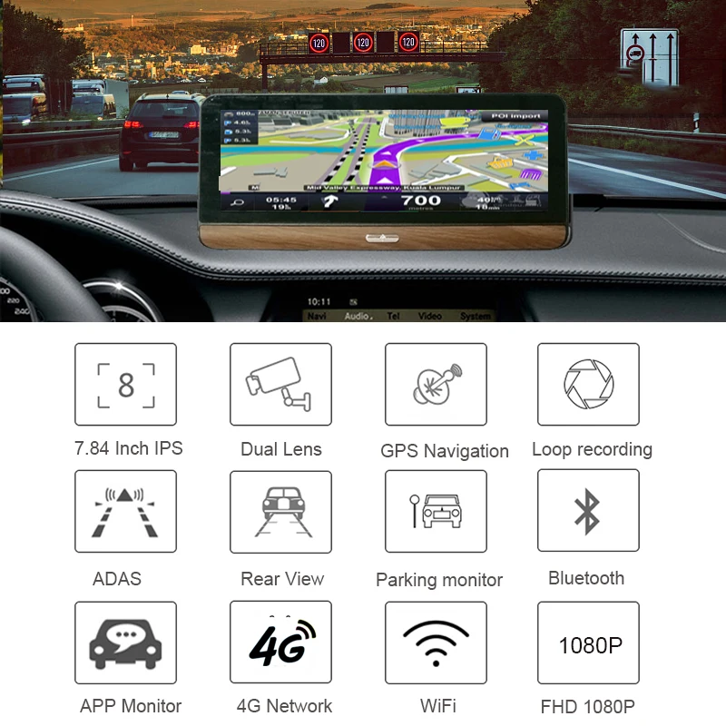 Anfilite 3G/4G Автомобильный видеорегистратор Камера 7 8 дюйма Android 5 1 GPS gps навигатор для