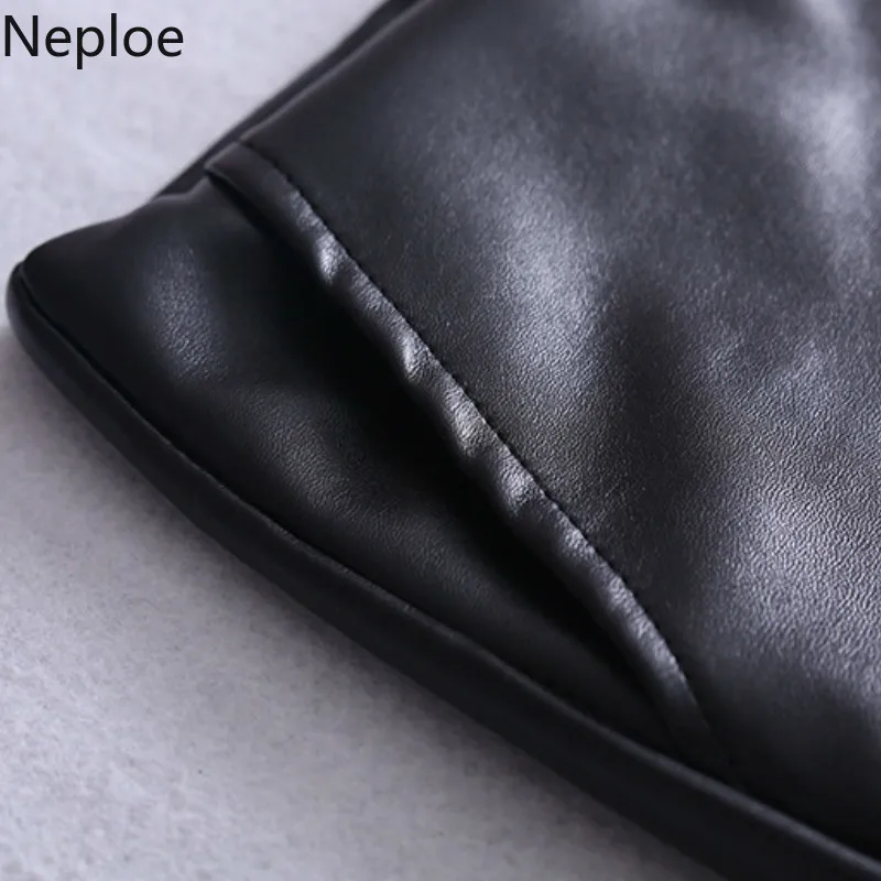 Neploe/Корейская Высокая юбка из нестандартной кожи, Женская Осенняя тонкая юбка на молнии, Jupe, модная, дикая, Студенческая, Faldas 46196