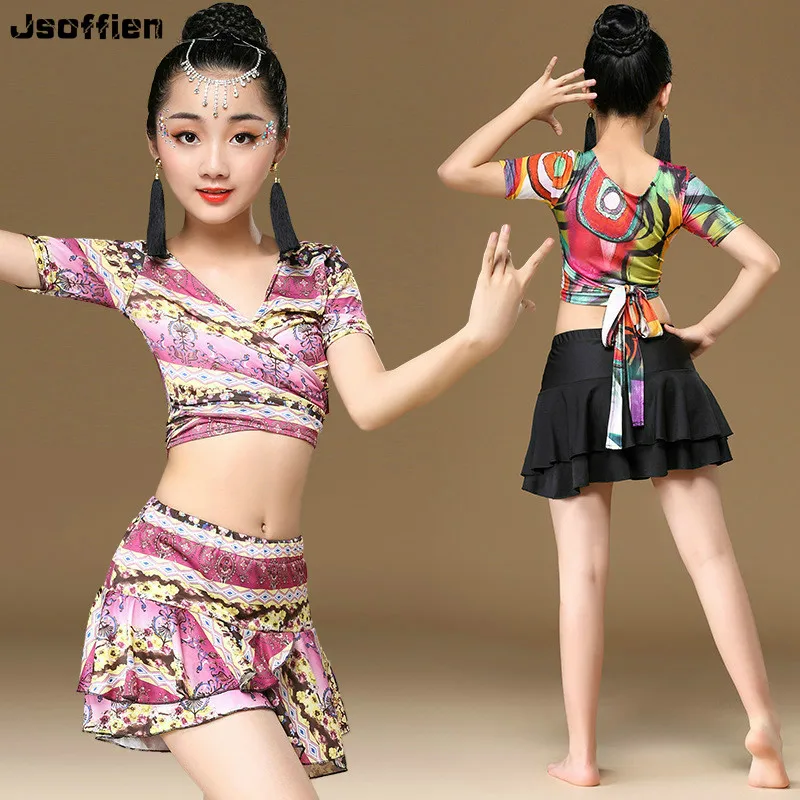 

Children Latin Dance Competition Dress Kids Modern Ballroom Dance Wear Vestidos Tango Waltz Dance Costume Cha Cha Dance Skirt