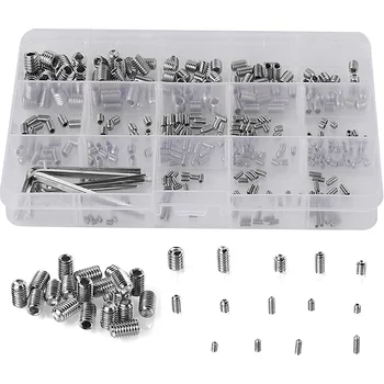 

340Pcs Metric 304 Stainless Steel Hex Head Socket Hex Grub Screw,Set Screw Assortment Kit with 6 Hex Wrenches