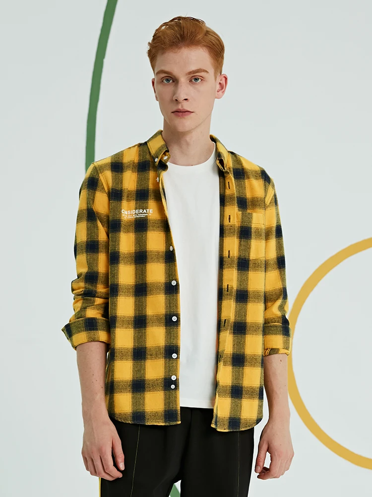 Pioneer Camp Casual Men Yellow Plaid 