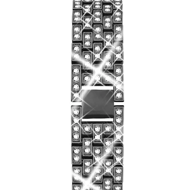 20mm Wrist Strap For Amazfit GTR 42MM Bracelet Luxurious Diamond Watch Strap For Huami Amazfit GTS For amazfit bip Wristband - Цвет: BLACK