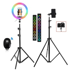 Anneau lumineux LED avec trépied, 26/33cm, rvb, éclairage annulaire avec trépied, pour Studio de photographie, téléphone, TikTok, vidéo Youtube, maquillage, Vlog 