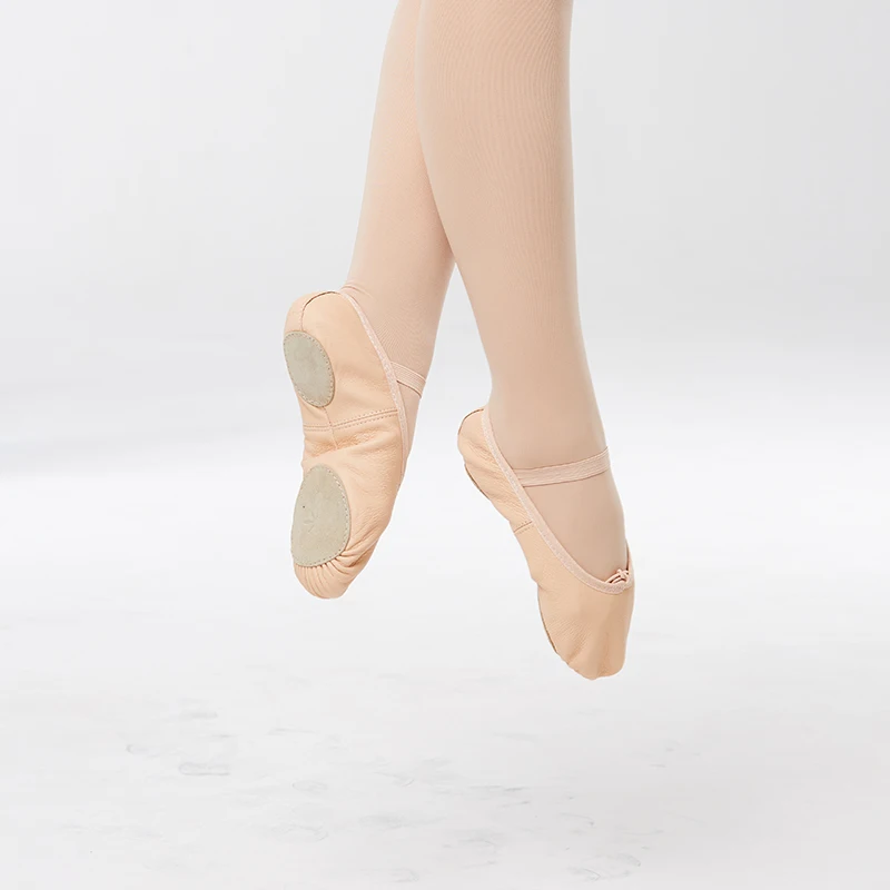 DANCEYOU Leather Split Sole Ballet Shoes/Slippers for Girls/Toddler/Little Kid/Big Kid,Pink 