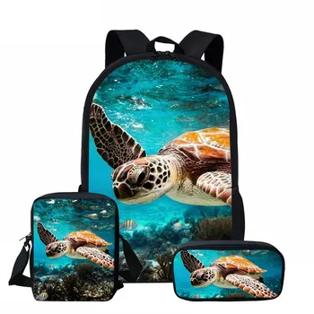 

Ocean Turtle School Bags For Teen Girls Sea Monster Travel Backpacks Kids Schoolbag Backpack 3pcs Schoolbags Mochila Infantil