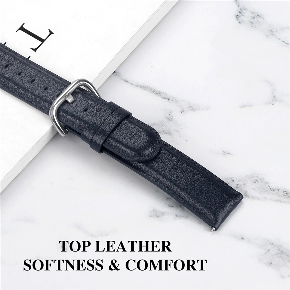 Leather Watchband Watch Bracelet for Samsung Galaxy Active 2 SM-R830 / SM-R820 Smart Watch Replacement Wrist Strap