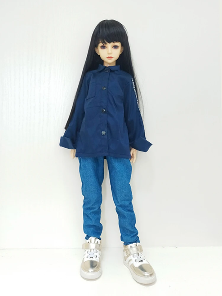 T02-X548-9 Blyth Кукла Одежда 1/3 1/4 bjd 1/6 куклы аксессуары хлопок Письмо Длинный Рукав Рубашка длинные джинсовые шорты