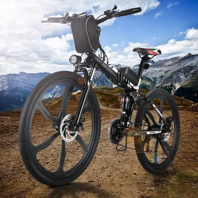 26inch Electric Mountain Bike 21 Speeds Shifter Adult Folding E-Bike Disc Brake Lithium Battery 36V/8Ah 350W 5
