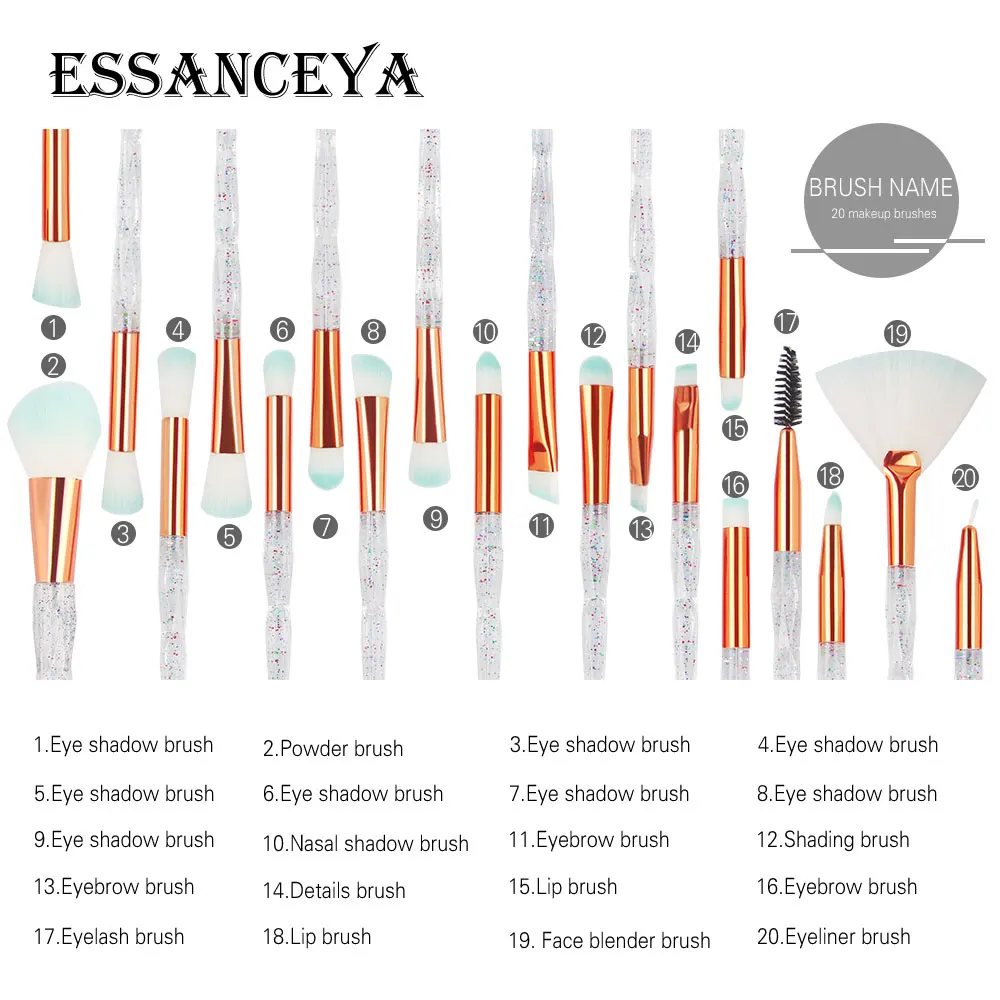 ESSANCEYA набор кистей для макияжа с бриллиантами Профессиональный набор кистей для макияжа Румяна пудра консилер косметический набор кистей для макияжа Набор инструментов