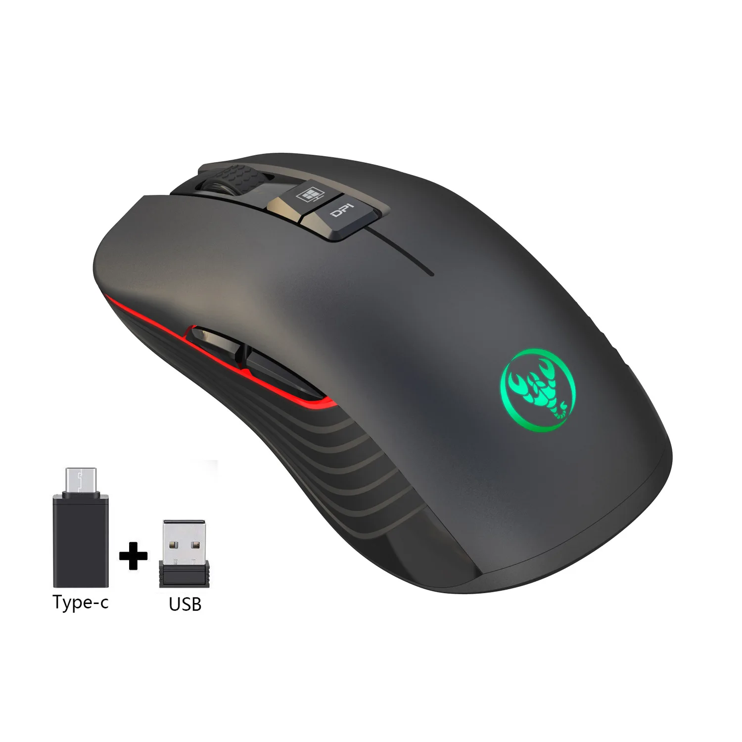 

Rechargeable 2.4G Wireless Mouse 3600dpi Adjustable 7 Colors Backlit Gaming Mouse Light Switch Ergonomic Optical computer Mouse