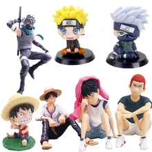 Figura de dibujos animados de Japón, postura de sentado, Naruto Kakashi, postura de sentado, Luffy, modelo de decoración, juguete para hornear pasteles
