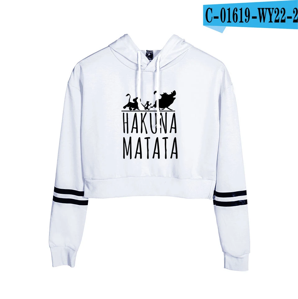 As shown Лев Король хакуна матата Печать Модные толстовки для женщин высокая Талия Толстовка летний тренд Повседневный Топ - Цвет: As shown
