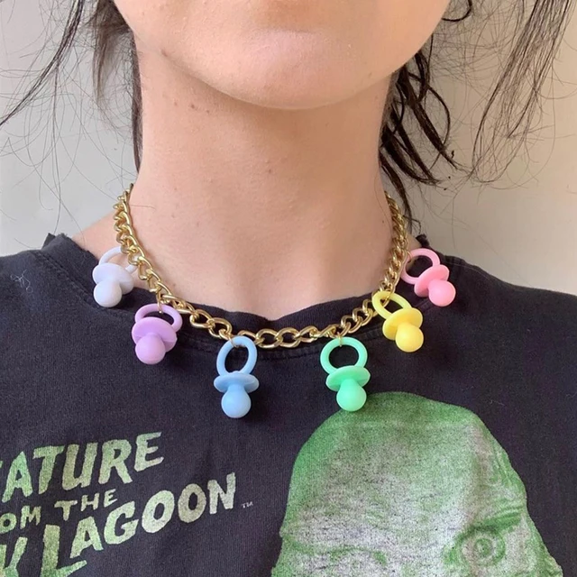 Collar con chupete de arco iris para mujer, joyería Y2K los 90, Harajuku INS Kawaii, moda Vintage, amigos, regalos|Collares colgantes| - AliExpress