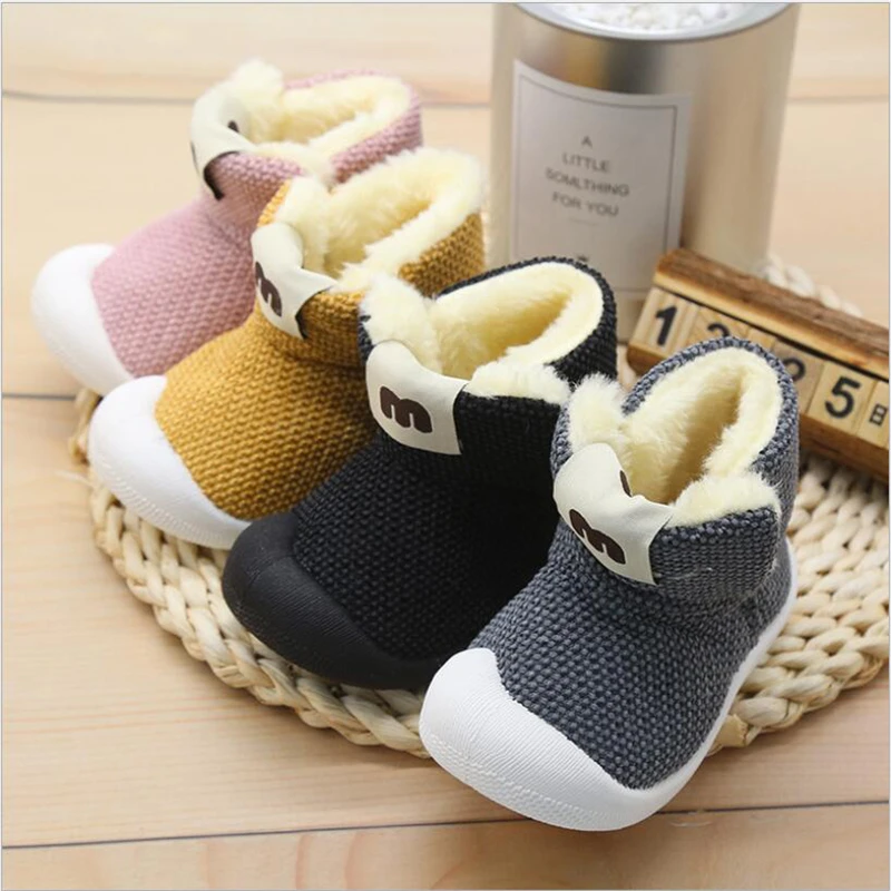 Ботинки для новорожденных теплые ботинки для маленьких мальчиков мягкие зимние ботинки для маленьких девочек детские зимние ботинки Нескользящие ботинки для младенцев