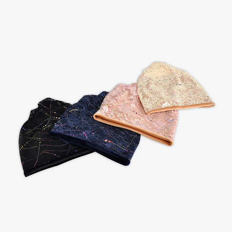 Женские шапочки Skullies, женские кружевные вязаные шапки, модные осенне-зимние шапки, женские бархатные теплые шапочки двойного назначения