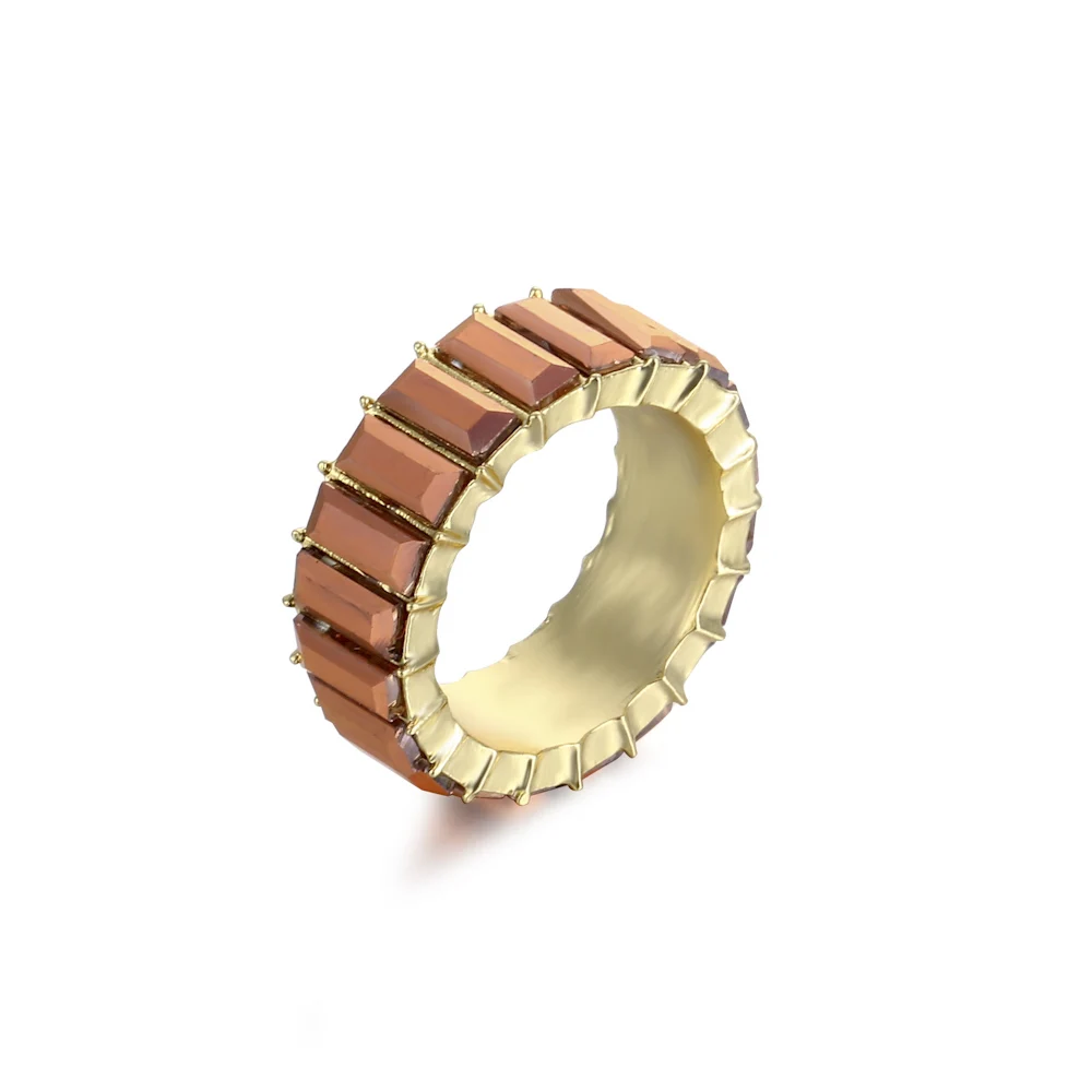 Finger Ring VG 6YM Dainty Rainbow Ring Multi Color Crystal Eternity Square Baguette Finger Ring Women Female Wedding Jewelry