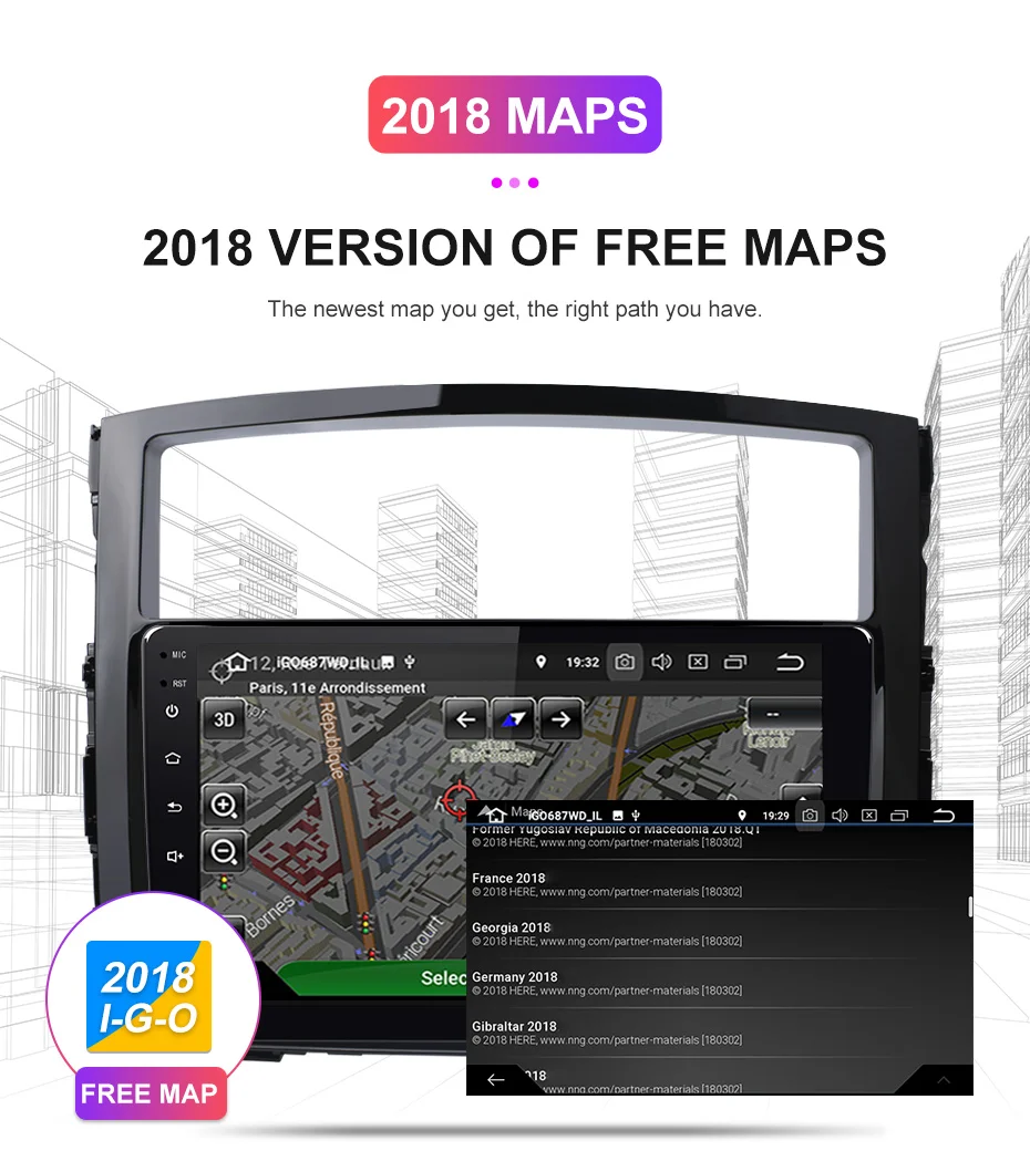 Excellent 9 Inch Display Touch Screen Car Multimedia Player Android GPS Navigation for Mitsubish Pajero Autoradio 1 Din Radio Player DVD 5