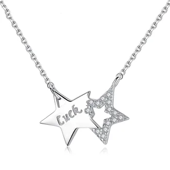 

S925 Sterling Silver Diamond Five-Pointed Star Pendant Sweet Simple Accessories Clavicle Necklace sterling silver necklace