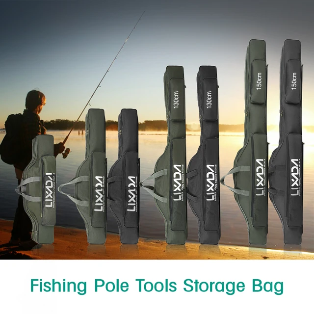 Two Layer 130cm Fishing Rod Reel Bag Fishing Pole Gear Tackle Tool Carry  Case Carrier Travel Bag Storage Bag Organizer Fishing Cover Bag Army green  